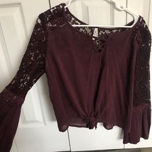 Burgundy lace long sleeve